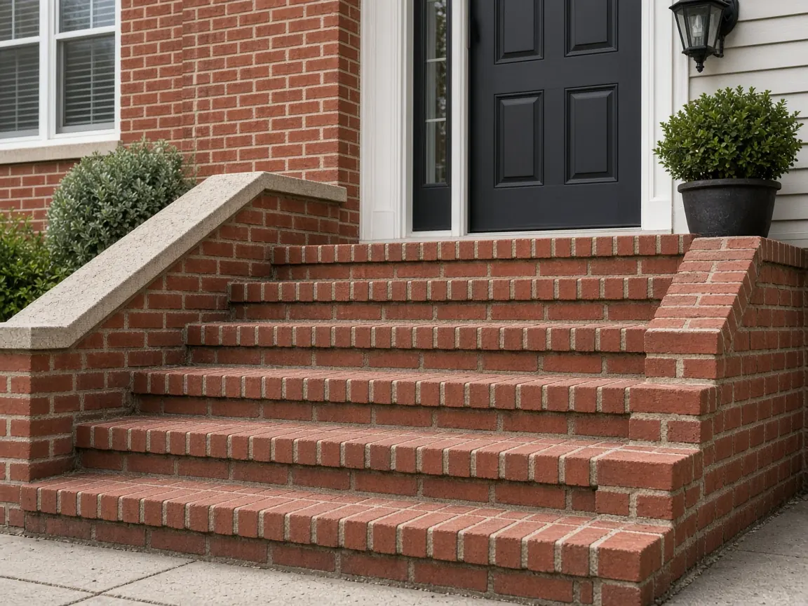 Brick front steps and stoop at a home entrance